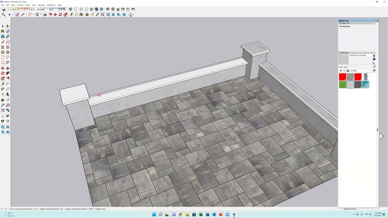 Seating Wall and Pillar Combo - Sketch Up