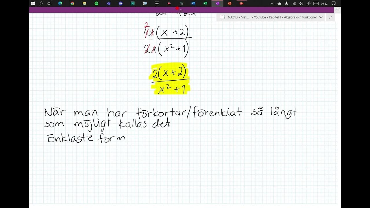 Matematik 3c - Kapitel 1 - 1.2 Förlängning och förkortning - YouTube