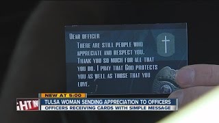 Tulsa woman's appreciation for police officers spreads around the country by handing out cards