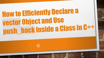 How to Efficiently Declare a vector Object and Use push_back Inside a Class in C++