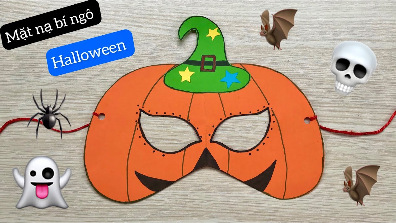 Cách làm mặt nạ bí ngô halloween bằng giấy - YouTube