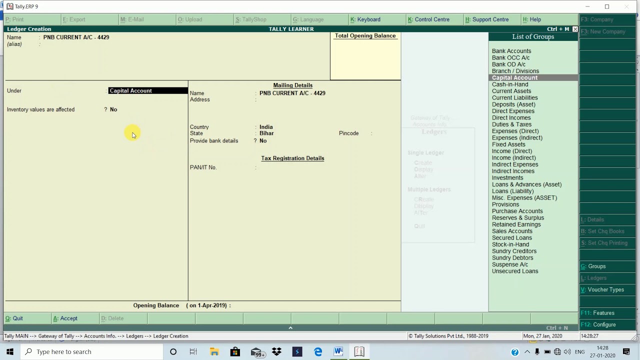 Bank Statement Entry In Tally Erp 9 PART 1 YouTube