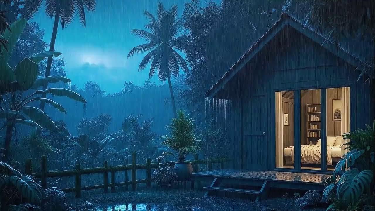 Rain and Calm Night Pulse Thunder Lead to Deep Rest in a Hidden Forest Cabin 🌧️