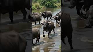 Bengal Tigers Hunt Water Buffalo Migration in India #shorts