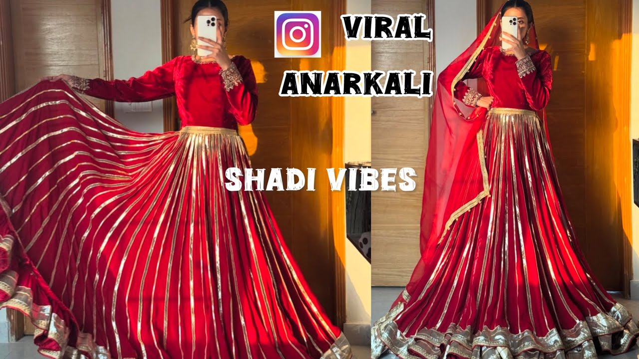 Most Viral Red anarkali gown Recreate under buget|| Outfit from scratch|| wedding special 