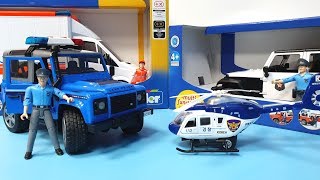 Police Cars : Assembling & Unboxing Police Car, Ambulance, helicopter bruder Vehicles toys