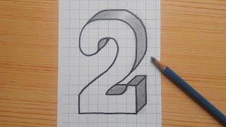 Simple 3d Drawing Number 2 / How To Draw Easy For Beginners #shorts