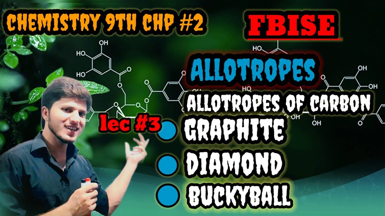 FBISE 9th chemistry, chp #2, lec #3 | Allotropes - Allotropes of carbon-graphite, diamond  buckyball