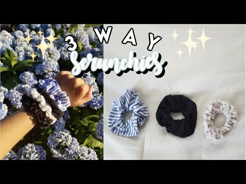 How to Make Scrunchies 3 ways (EASY crochet, sewing, & non-sew (hot glue)