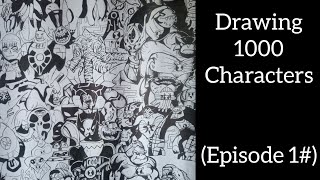 DRAWING 1000 WORLD FAMOUS CARTOON CHARACTERS OF ALL TIME (EPISODE 1#)!!!