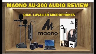 MAONO AU-200 Dual Lavalier Microphones Omnidirectional Condenser Mic.