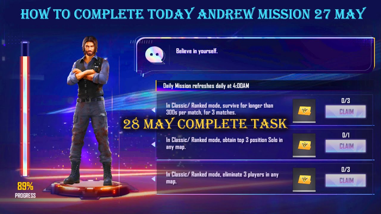 How To Complete 28 May Elite Andrew Mission in Free Fire / Today Elite Andrew Mission/28 May Mission