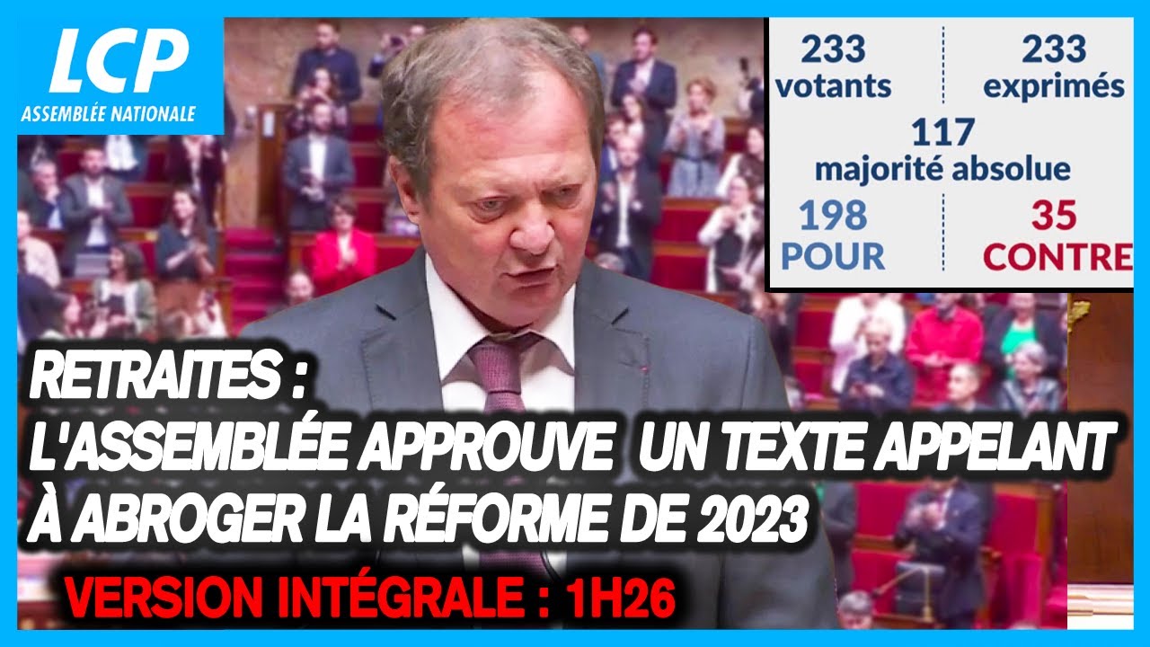 Retraites : l'Assemblée approuve un texte des députés communistes appelant à abroger la réforme 2023