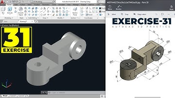 AutoCAD 3D Practice Exercise 31 | Mechanical Exercise 31 | Autocad 3D Example Tutorial 31