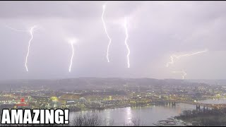 Waking Up To Natural Fireworks! | Lightning In Pittsburgh (4K)