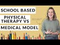 School based physical therapy vs medical model physical therapy  what is the difference