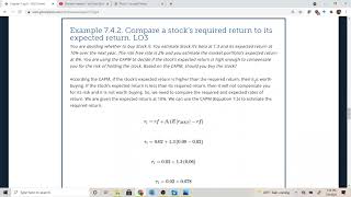 Example 7.4.2. Compare a stock’s required return to its expected return CAPM