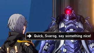 Svarog meets Pela, tries to compliment children
EN VA Choice Scene from Everwinter City Museum event quest Opportunity Makes the Thief (Part 2) in Honkai: Star Rail 1.1 english dub male trailblazer on PC with no commentary let’s play playthrough full story. Honkai Star Rail Svarog meets Pela, Pela meets Svarog, Svarog being nice.
#HonkaiStarRail #Honkai
🟥 Subscribe: https://www.youtube.com/c/Kallysta_?sub_confirmation=1 Svarog meets Pela, tries to compliment children