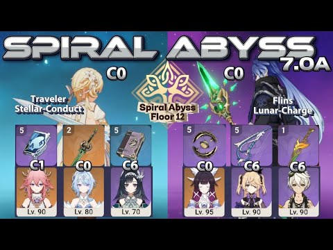 Spiral Abyss 7.0A • Traveler (Cryo) C0 & Flins C0 • Genshin Impact - TokoAether
