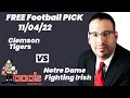 Free Football Pick Clemson Tigers vs Notre Dame Fighting Irish , 11/4/2022 College Football