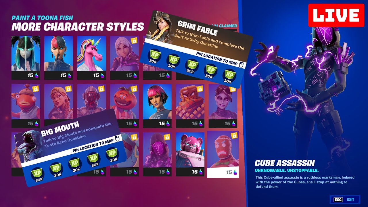 STREAMED: 🔴FORTNITE CHALLENGES!🔴Punchcards, Toona Fish Styles, Legacies & Defeat Cube Assasin!