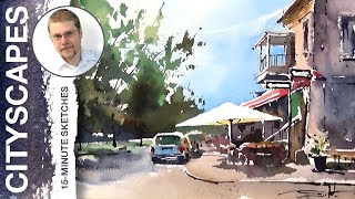 #104 One Does Not Simply Walk Past An Umbrella (Watercolor Cityscape Tutorial)