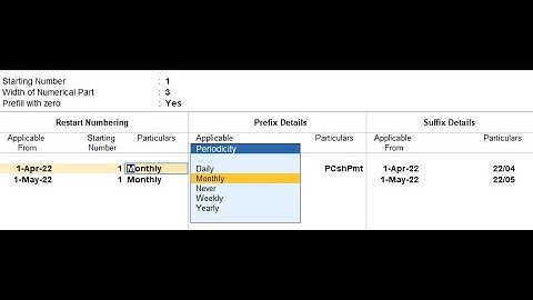 Advance Voucher Numbering Methods in Tally Prime