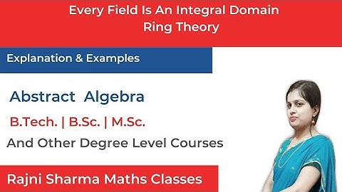 Every Field Is An Integral Domain In Hindi | Important Theorem | Ring Theory