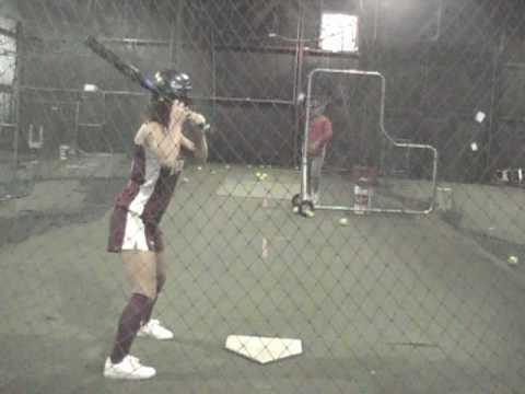 Angela Zayas Hitting (Umpire's View)