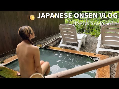 JAPANESE ONSEN VLOG| Hot springs in the forest with sunlight pouring through the trees| Yamagata