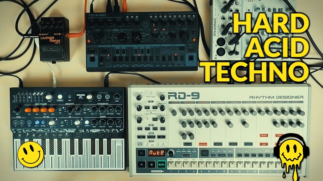 Hard Acid Techno with Behringer TD-3-MO / RD-8 and Arturia