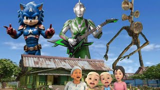 ULTRAMAN RIBUT, UPIN IPIN & SONIC vs SIREN HEAD Dikampung Durian Runtuh 