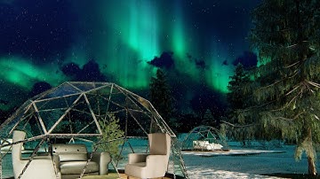 Igloo concept under the aurora borealis -animation video
