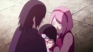 Sakura And Sarada Hug Sasuke. Boruto Episode 66