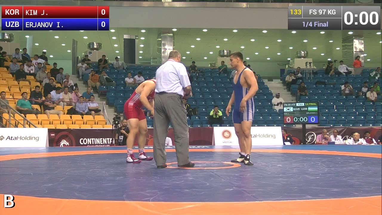 1/4 FS - 97 kg: J. KIM (KOR) df. I. ERJANOV (UZB) by TF, 10-0