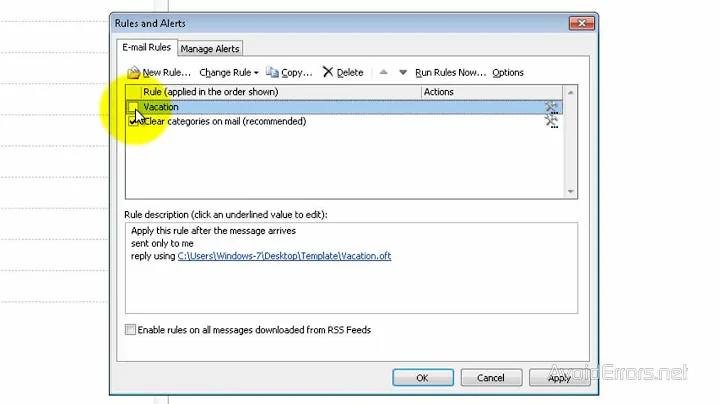 Set Auto Reply Message in Outlook 2010