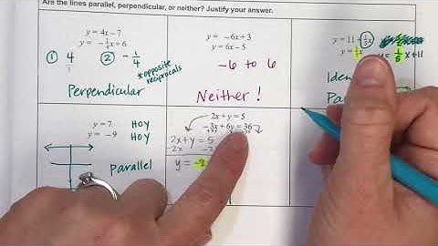 How to identify if 2 lines are parallel, perpendicular or neither