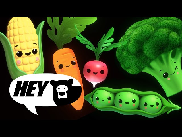 Hey Bear Sensory - Funky Veggies EXTENDED! - Fun Animation with Music! - Dance Video class=
