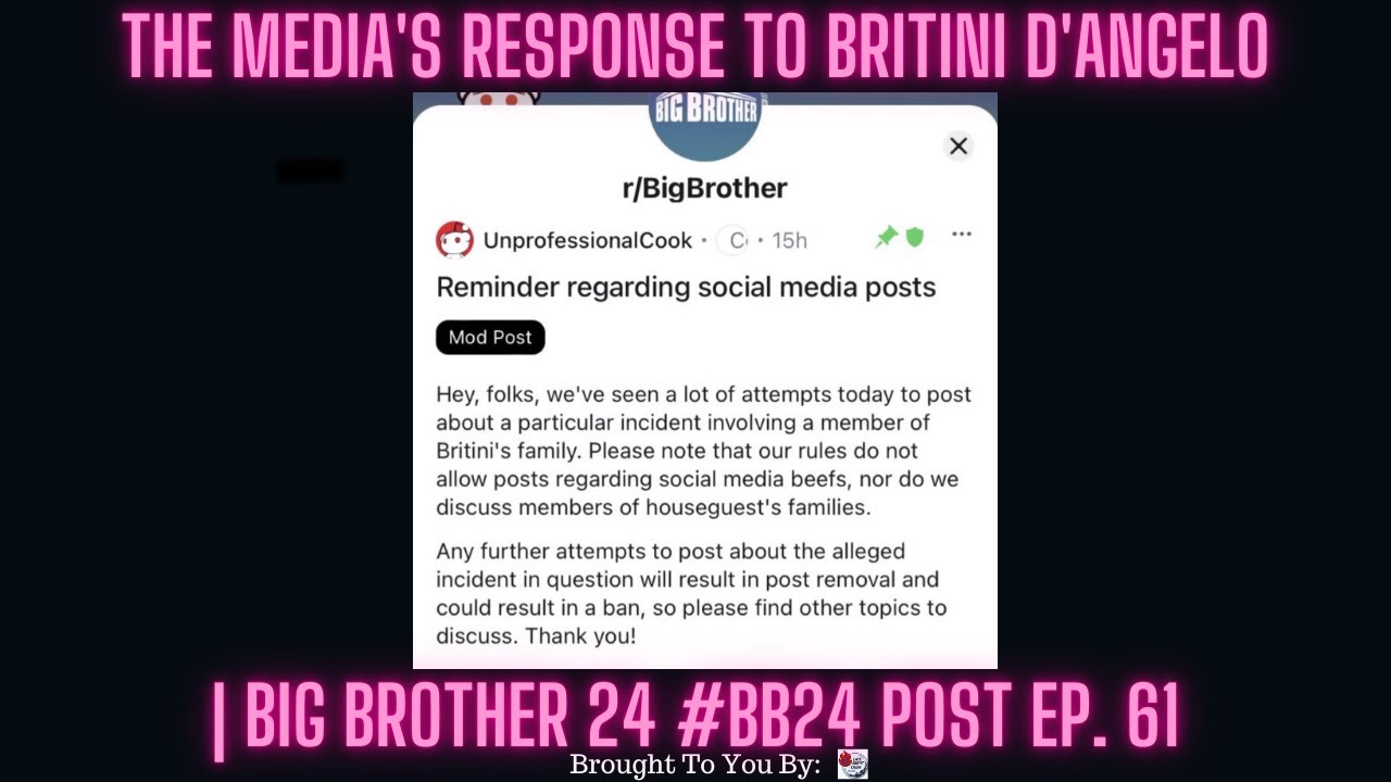 BREAKING NEWS Media’s Response To Britini D’Angelo | Big Brother 24 #BB24 Post Ep. 61
