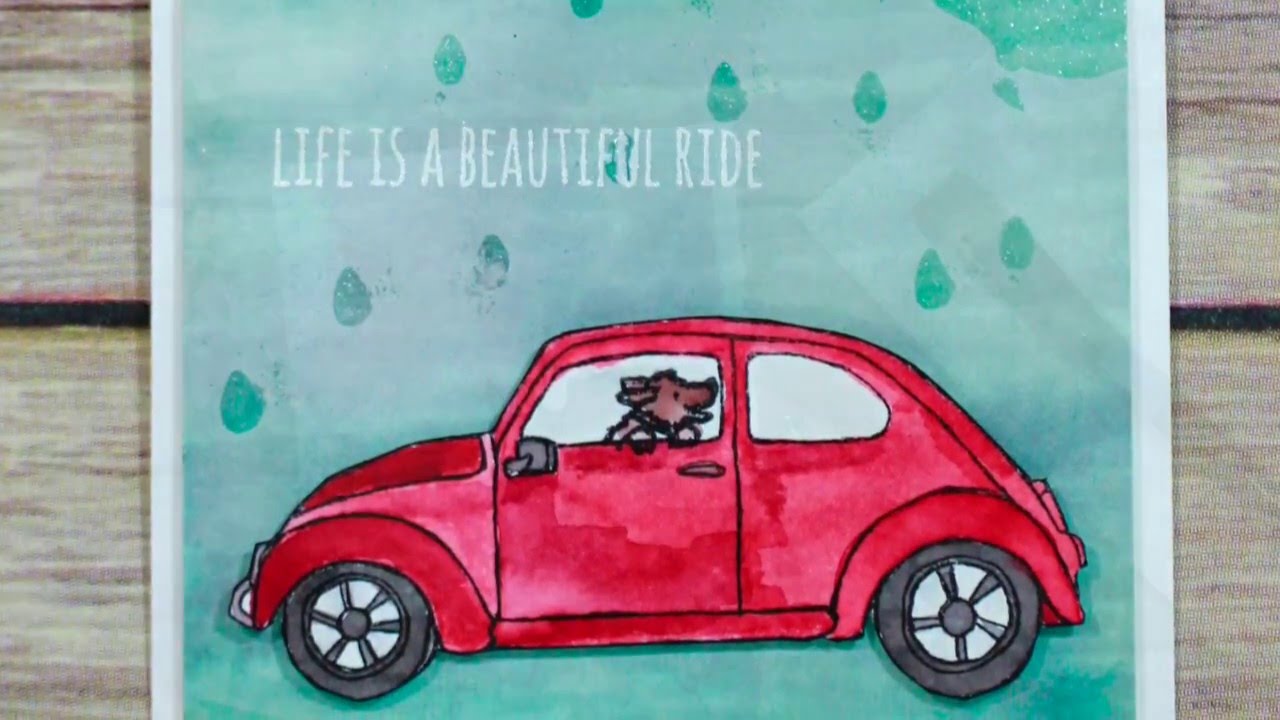 Simple Watercolor and Clear Heat Emboss Background