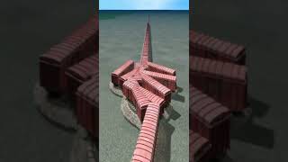 Craziest Extreme Train Passing On Curved Unique Tracks 😱🔥 BeamNG.Drive Train 3D #shorts