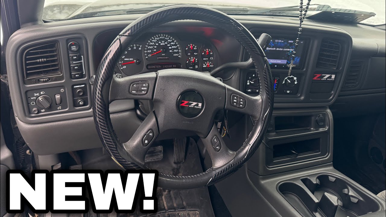 CARBON FIBER STEERING WHEEL ON MY SILVERADO Z71 SINGLE CAB! - YouTube