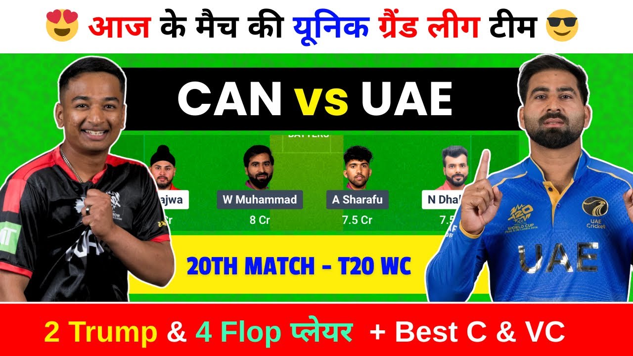 CAN vs UAE Dream11 Prediction, CAN vs UAE Dream11, Canada vs UAE, UAE vs CAN Dream11 Prediction, T20