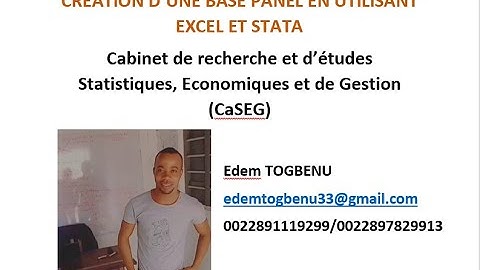 Comment créer une base de données panel  en utilisant Excel et STATA?