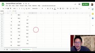 How to Graph v vs  t for Wheel Lab in Google Sheets