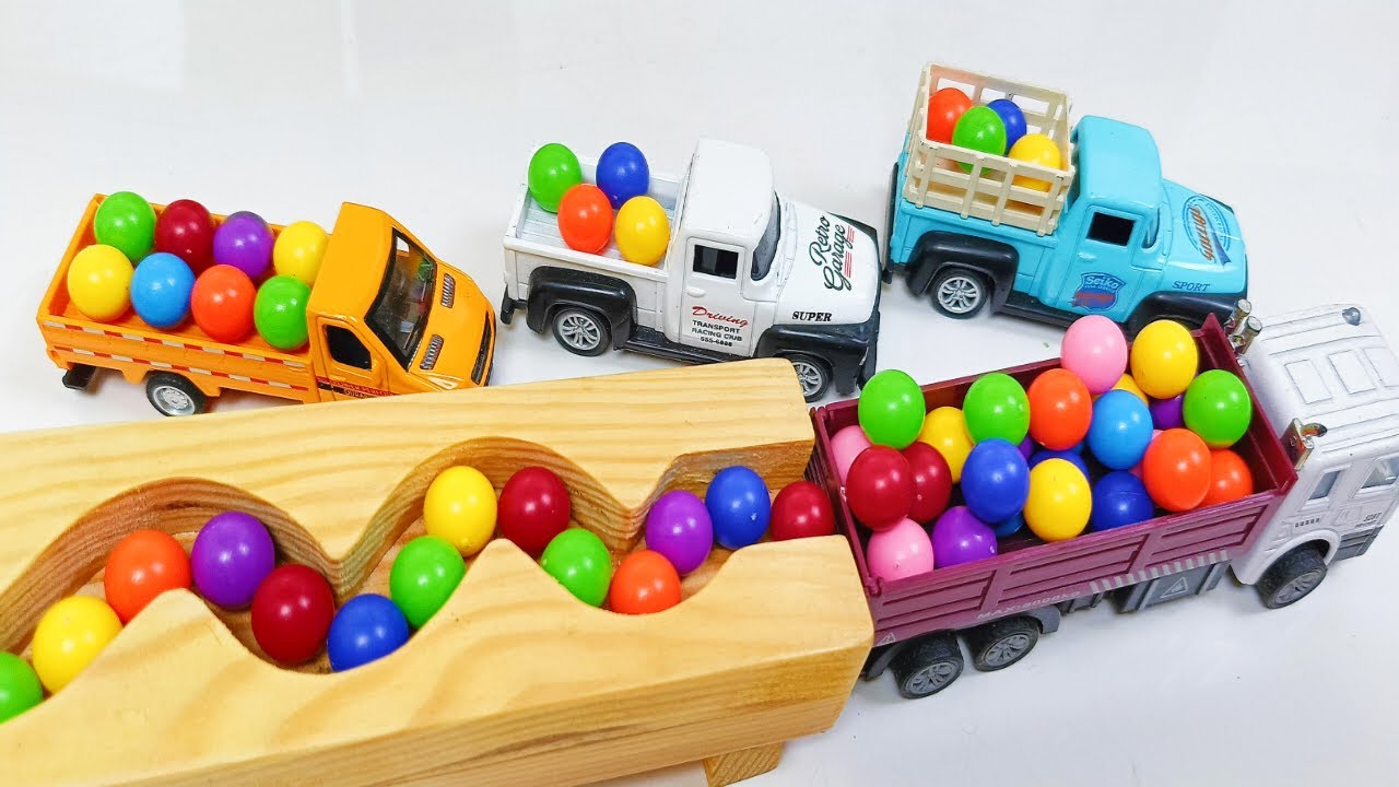 Marble Run ASMR Race ☆ HABA Slope & Dump Truck Excavator Ambulance Forklift Garbage Truck Tractors
