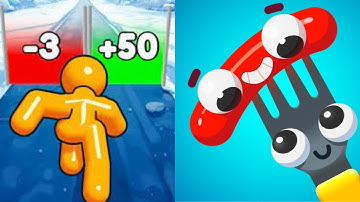 Fork n sausage run vs Tall man run🥸👻👾-Satisfying Mobile Games Android, iOS gameplay Ep - 58