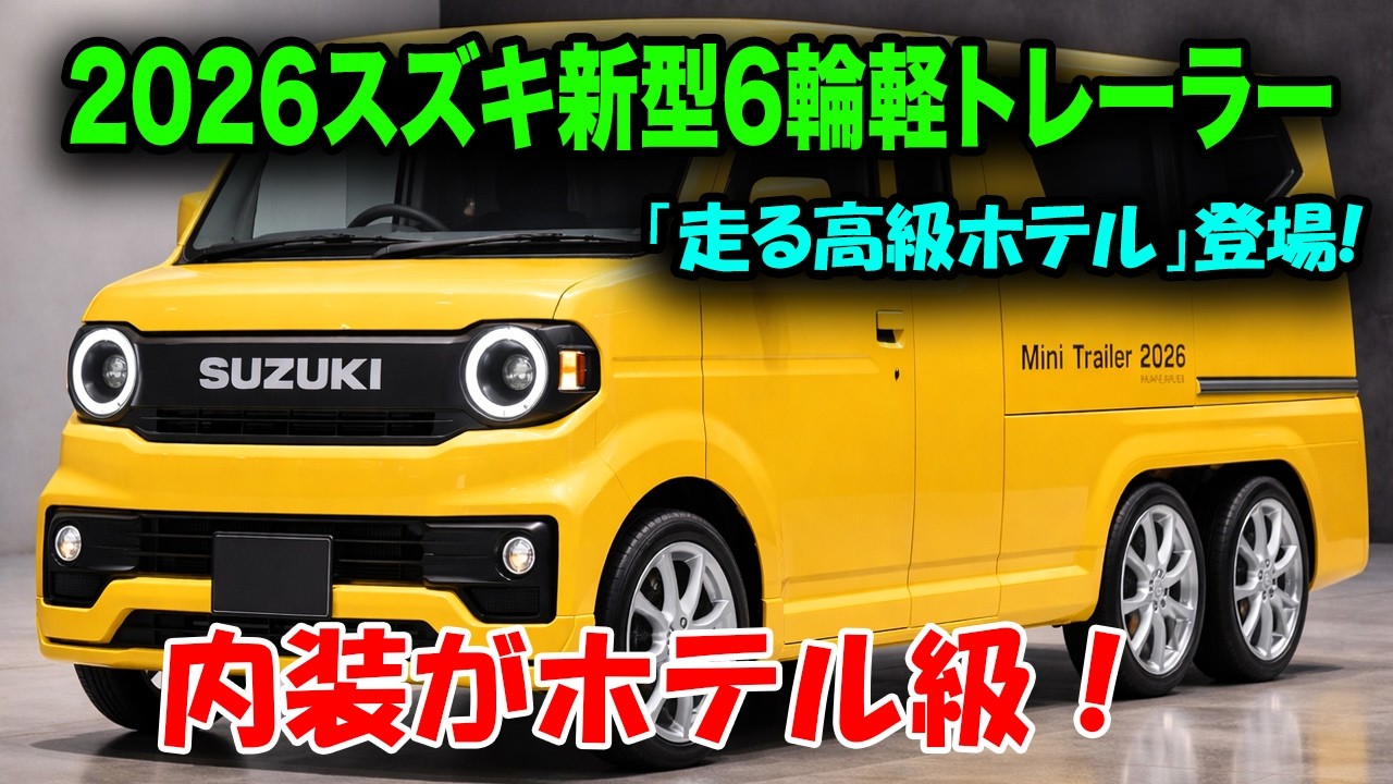 スズキ新型6輪軽トレーラー登場、5つ星ホテル級内装！電動4WSで常識破壊の衝撃デビュー！