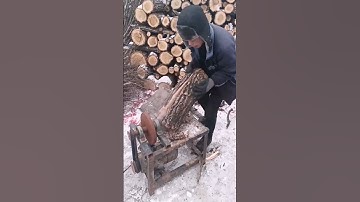 Process of splitting wood with steel cone drill bit #short #machinery #tools