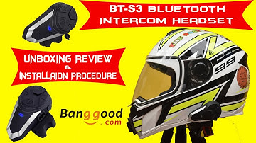 #Cheapest Motorcycle Bluetooth Helmet Intercom | BT - S3 | Installation Procedure | Review |Banggood